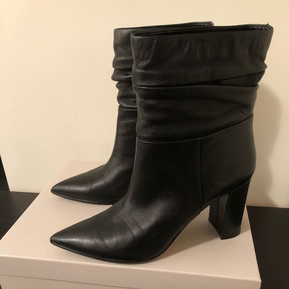 Marc fisher black leather wide leg boot/bootie - Picture 5 of 8
